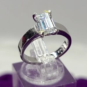 Moissanite 2 Carat Emerald Cut Solitaire Ring